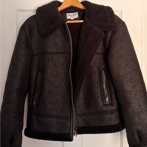 NA-KD Women's Black Faux Shearling Bomber Jacket